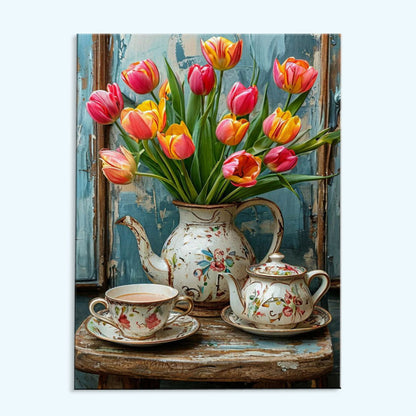Tulips in a Teapot | Paint by Numbers Kit