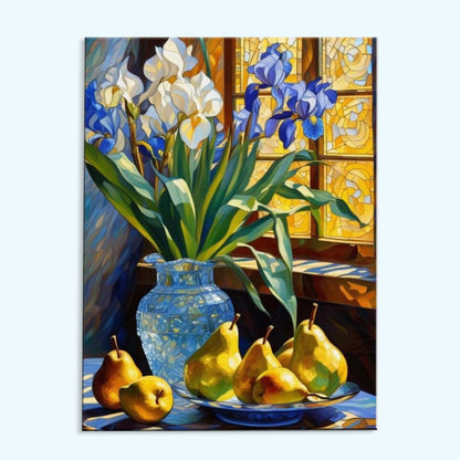 Still Life with Irises and Pears | Paint by Numbers Kit