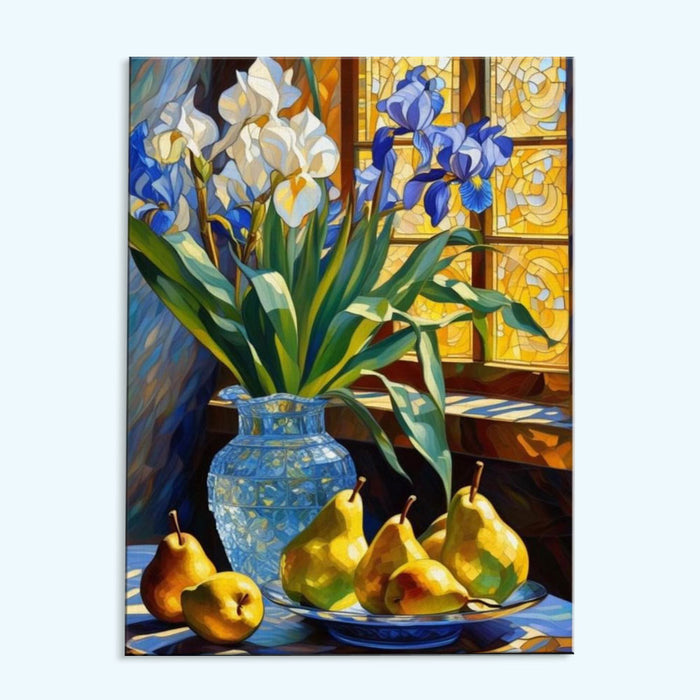 Still Life with Irises and Pears