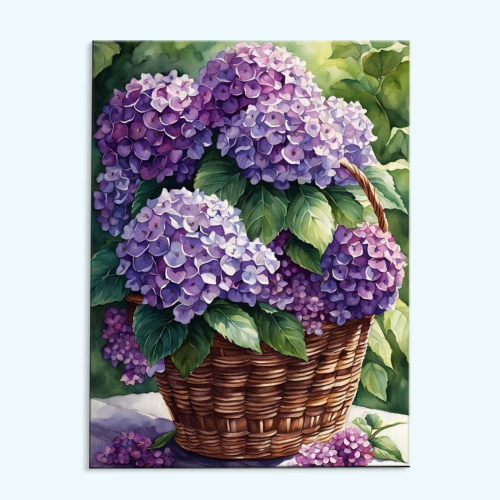 Basket Of Purple Hydrangeas Paint By Numbers Kit Wander Painting