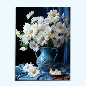 White Daisies in a Blue Vase | Paint by Numbers Kit