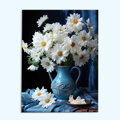 White Daisies in a Blue Vase | Paint by Numbers Kit