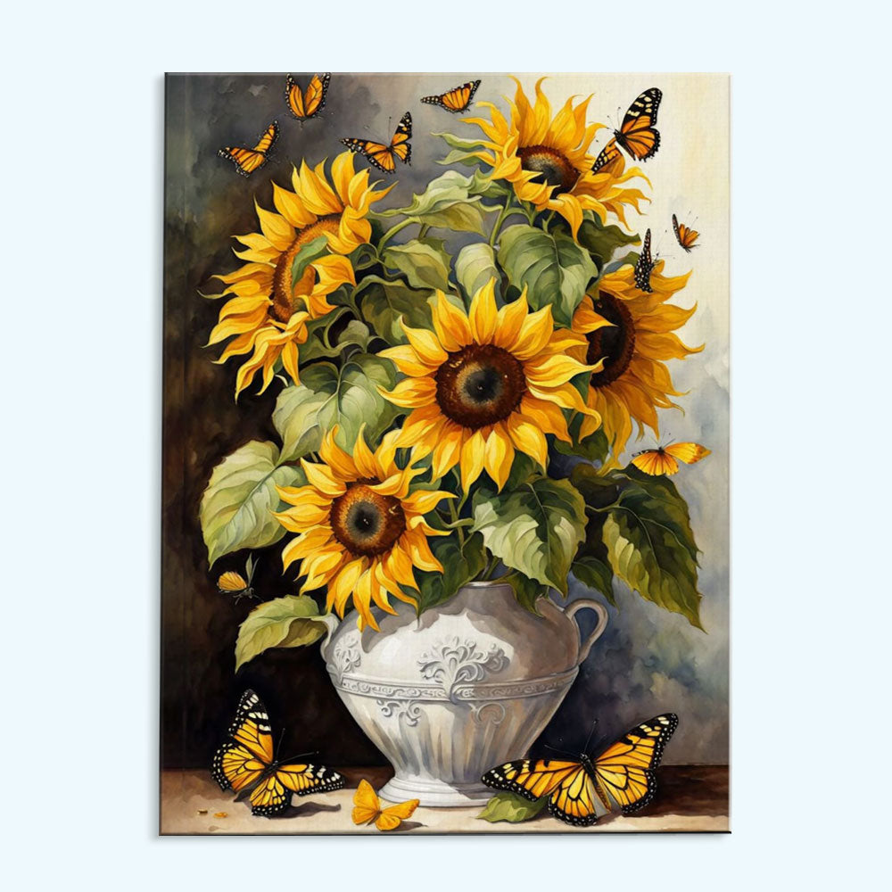 Sunflowers and Monarch Butterflies | Paint by Numbers Kit