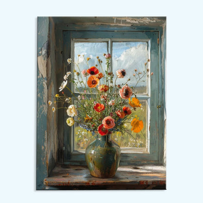 Wildflowers on a Rustic Windowsill | Paint by Numbers Kit