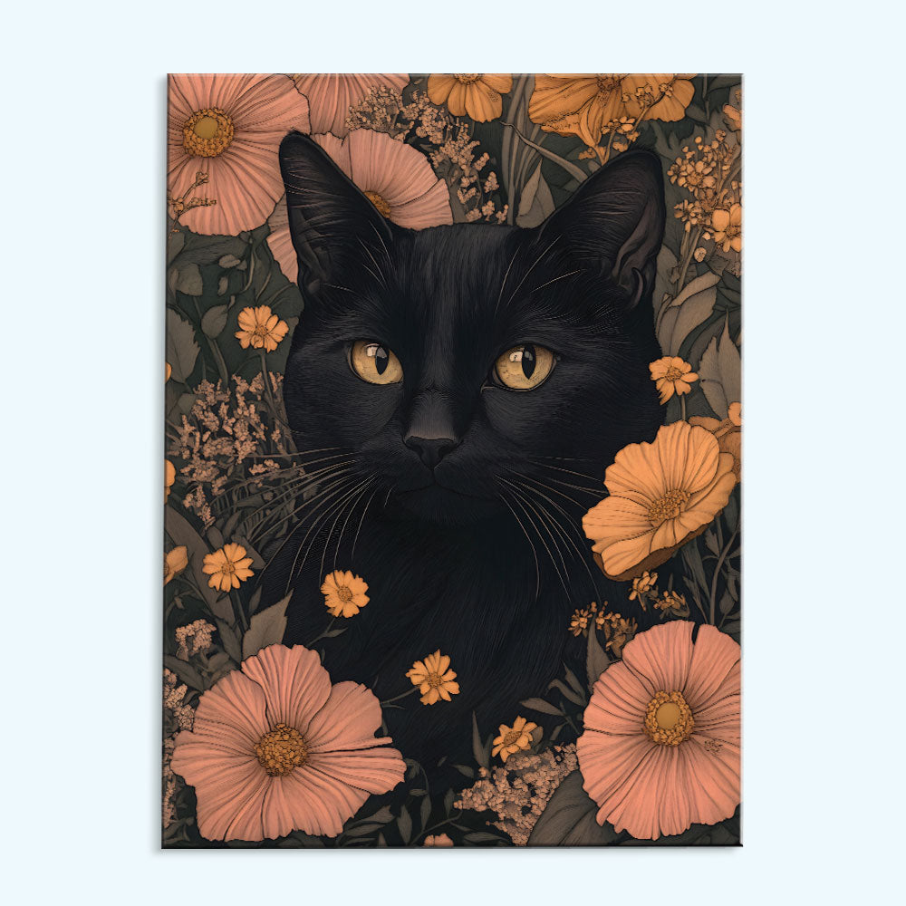 Midnight Cat Flowers | Paint by Numbers Kit