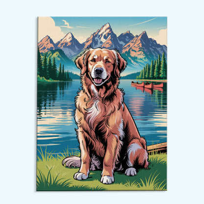 Grand Teton NP - Golden Retriever | Paint by Numbers Kit