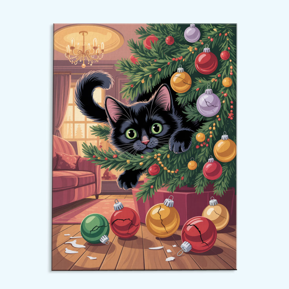 Black Cat in the Tree | Paint by Numbers Kit