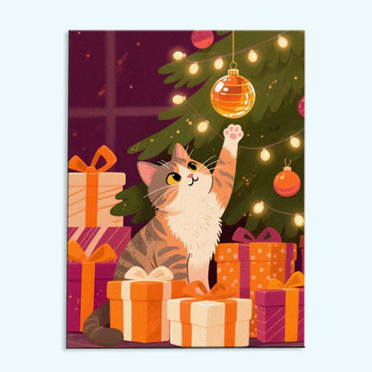 Cat Reaching for Ornament | Paint by Numbers Kit