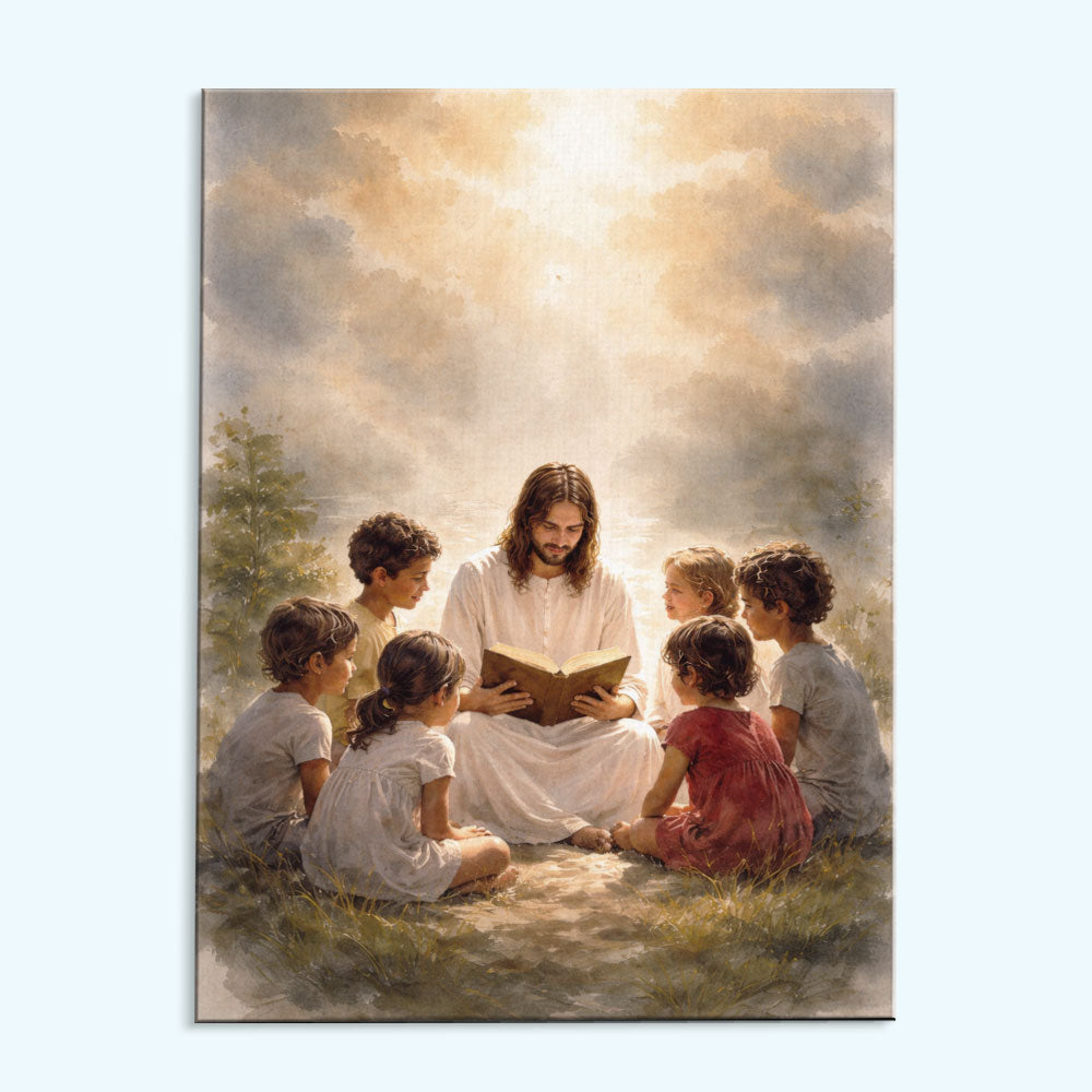 Jesus Reading with Children | Paint by Numbers Kit