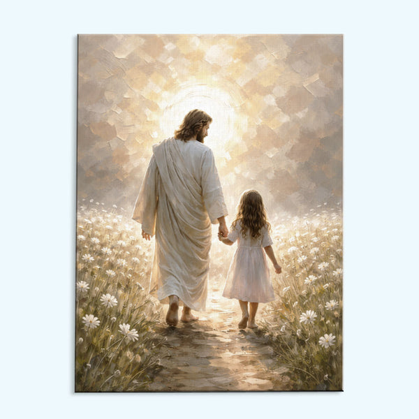 Jesus Walking With Little Girl