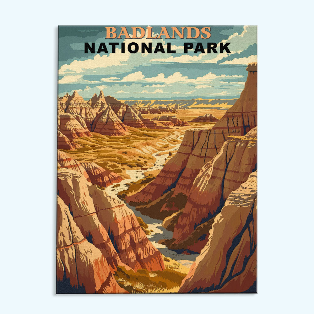 Badlands National Park Vintage Paint by Numbers Kit Wander Painting