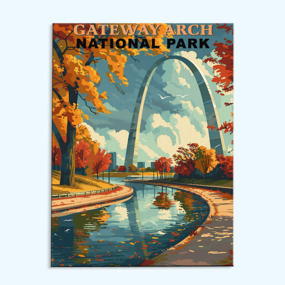 Gateway Arch National Park Vintage Paint by Numbers Kit Wander Painting