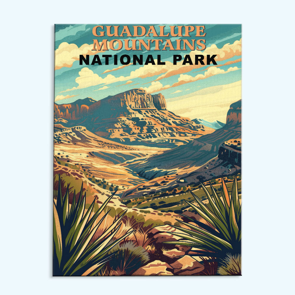 Guadalupe Mountains National Park Vintage Paint by Numbers Kit