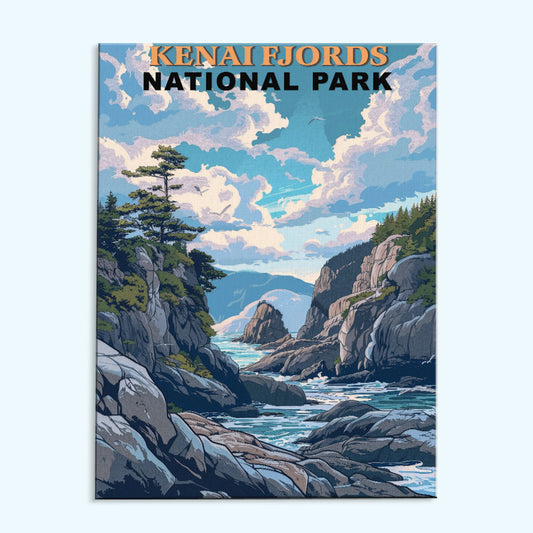 Kenai Fjords National Park Vintage | Paint by Numbers Kit