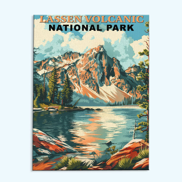 Lassen Volcanic Nationalpark Vintage | Malen nach Zahlen Set