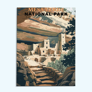 Mesa Verde Nationalpark Vintage | Malen nach Zahlen Set