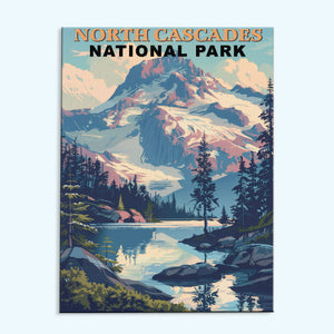 North Cascades Nationalpark Vintage | Malen nach Zahlen Set