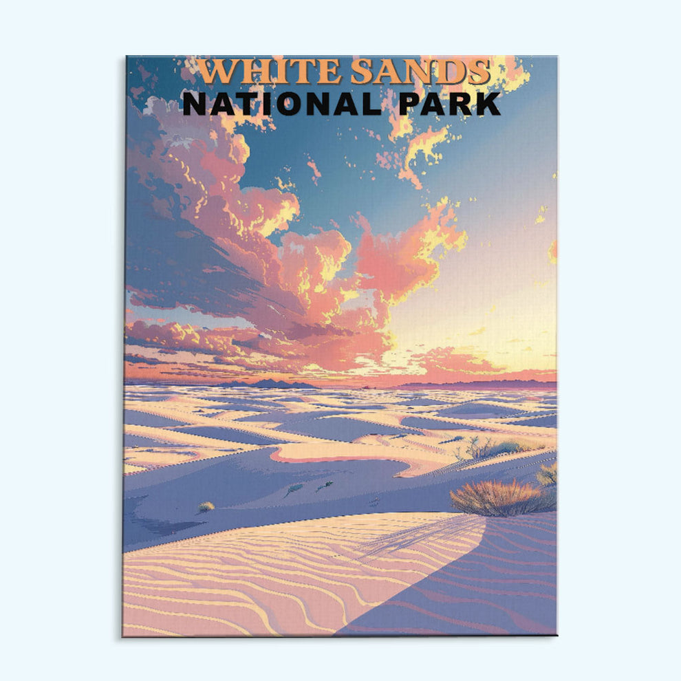 White Sands National Park Vintage Paint by Numbers Kit Wander Painting