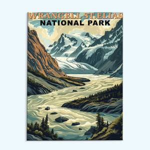 Wrangell-St. Elias National Park Vintage | Paint by Numbers Kit