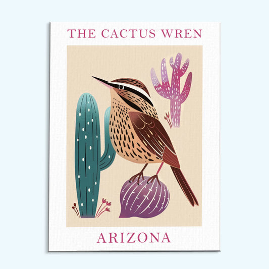 Arizona State Bird Cactus Wren | Paint by Numbers Kit