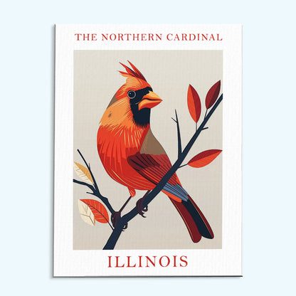 Illinois State Bird Northern Cardinal | Paint by Numbers Kit