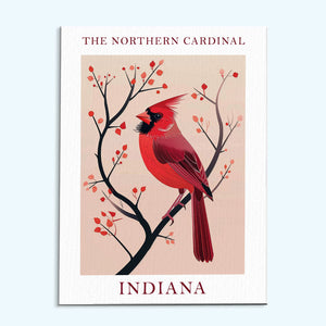 Indiana State Bird Roter Kardinal | Malen nach Zahlen Set
