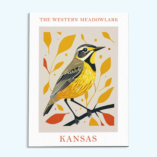 Kansas State Bird Western Meadowlark | Paint by Numbers Kit