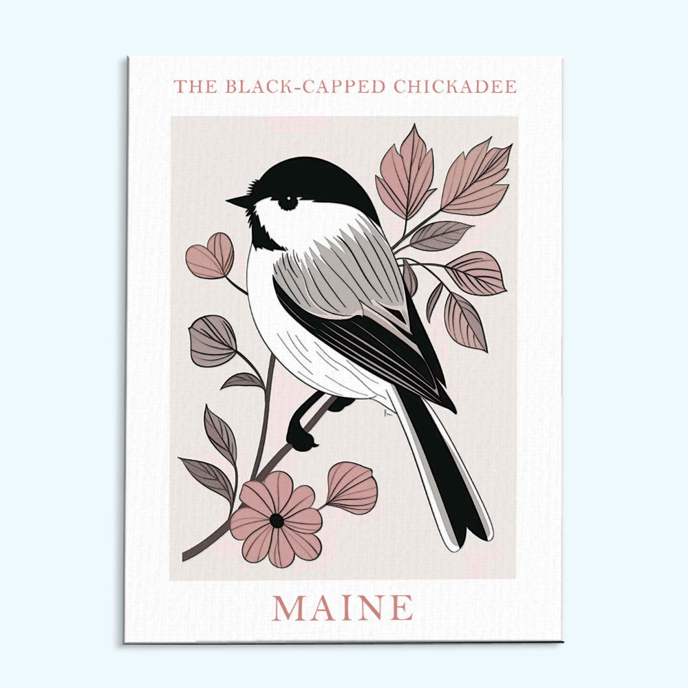 Maine State Bird Black-capped Chickadee | Paint by Numbers Kit