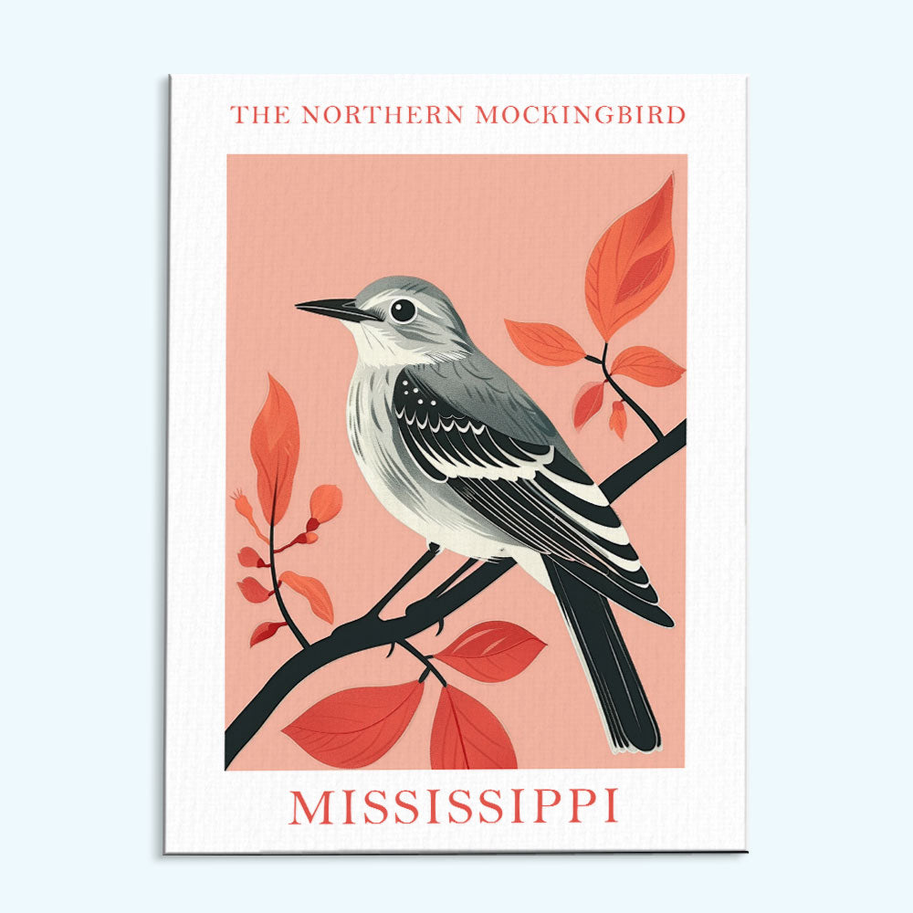 Mississippi State Bird Northern Mockingbird | Paint by Numbers Kit