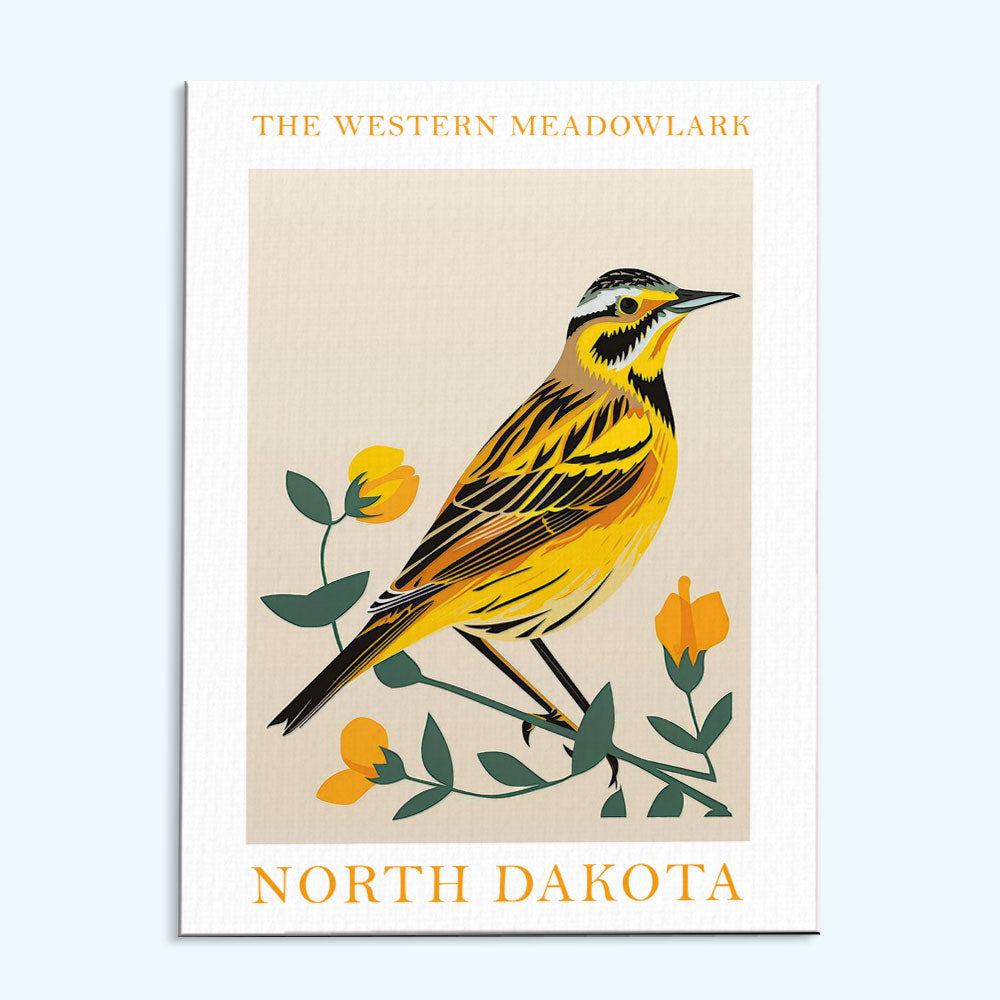 North Dakota State Bird Western Meadowlark | Paint by Numbers Kit