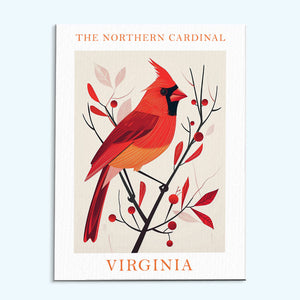 Virginia State Bird Roter Kardinal | Malen nach Zahlen Set