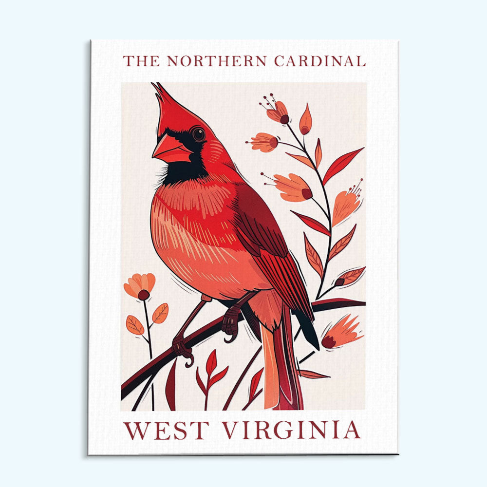 West Virginia State Bird Northern Cardinal | Paint by Numbers Kit ...
