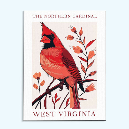 West Virginia State Bird Northern Cardinal | Paint by Numbers Kit