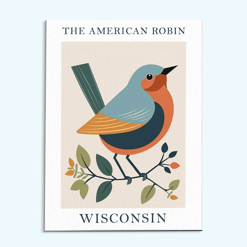 Wisconsin State Bird American Robin | Paint by Numbers Kit