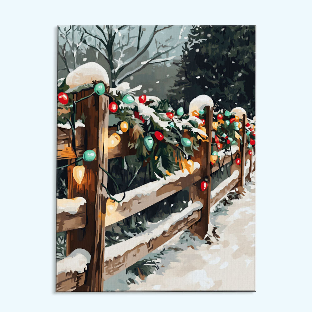Snowy Fence Paint by Numbers Kit Wander Painting