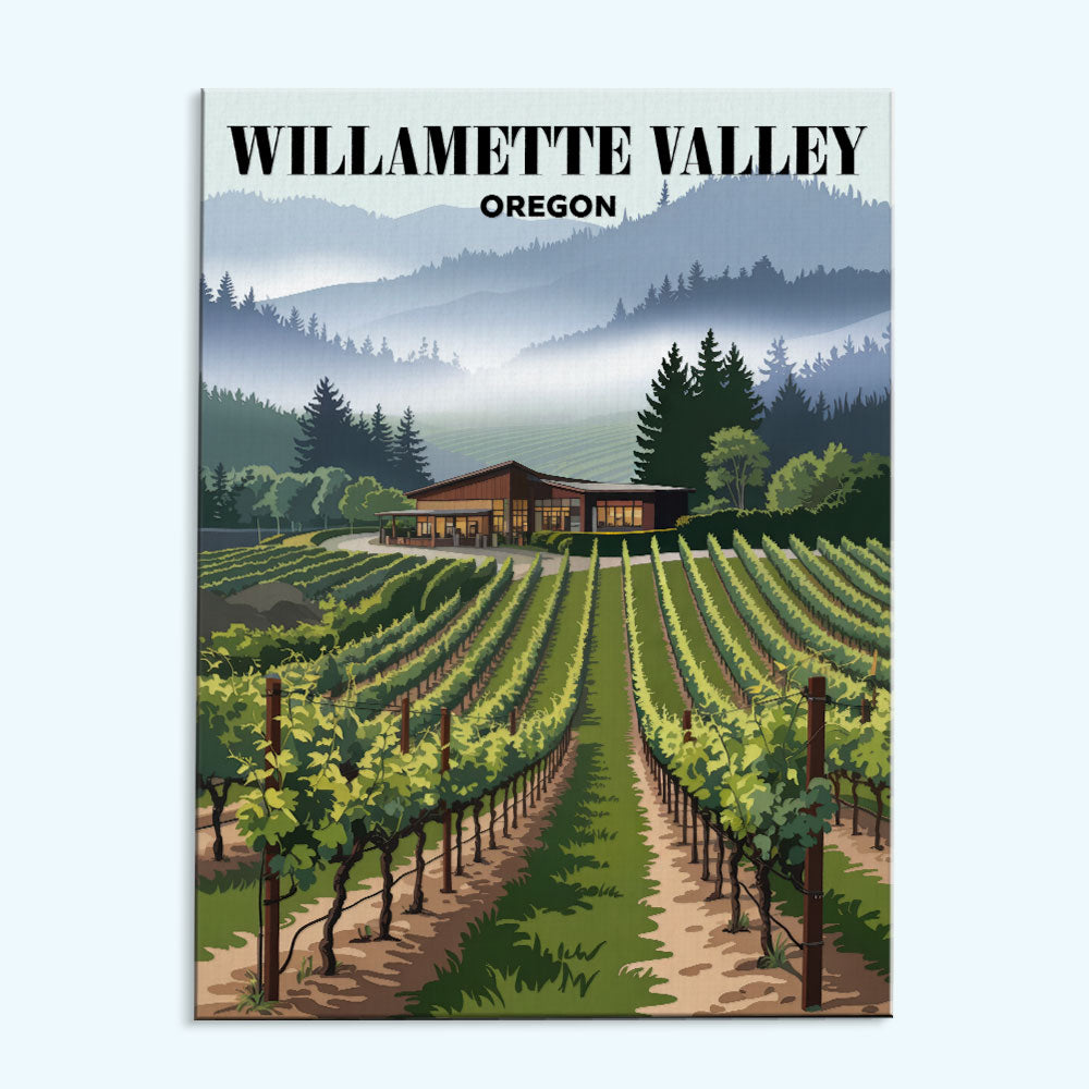 Weingüter im Willamette Valley, Oregon | Malen nach Zahlen-Set