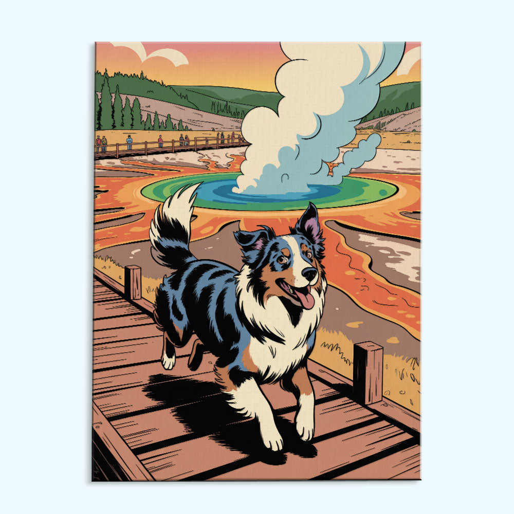 Yellowstone National Park - Australian Shepherd | Paint by Numbers Kit