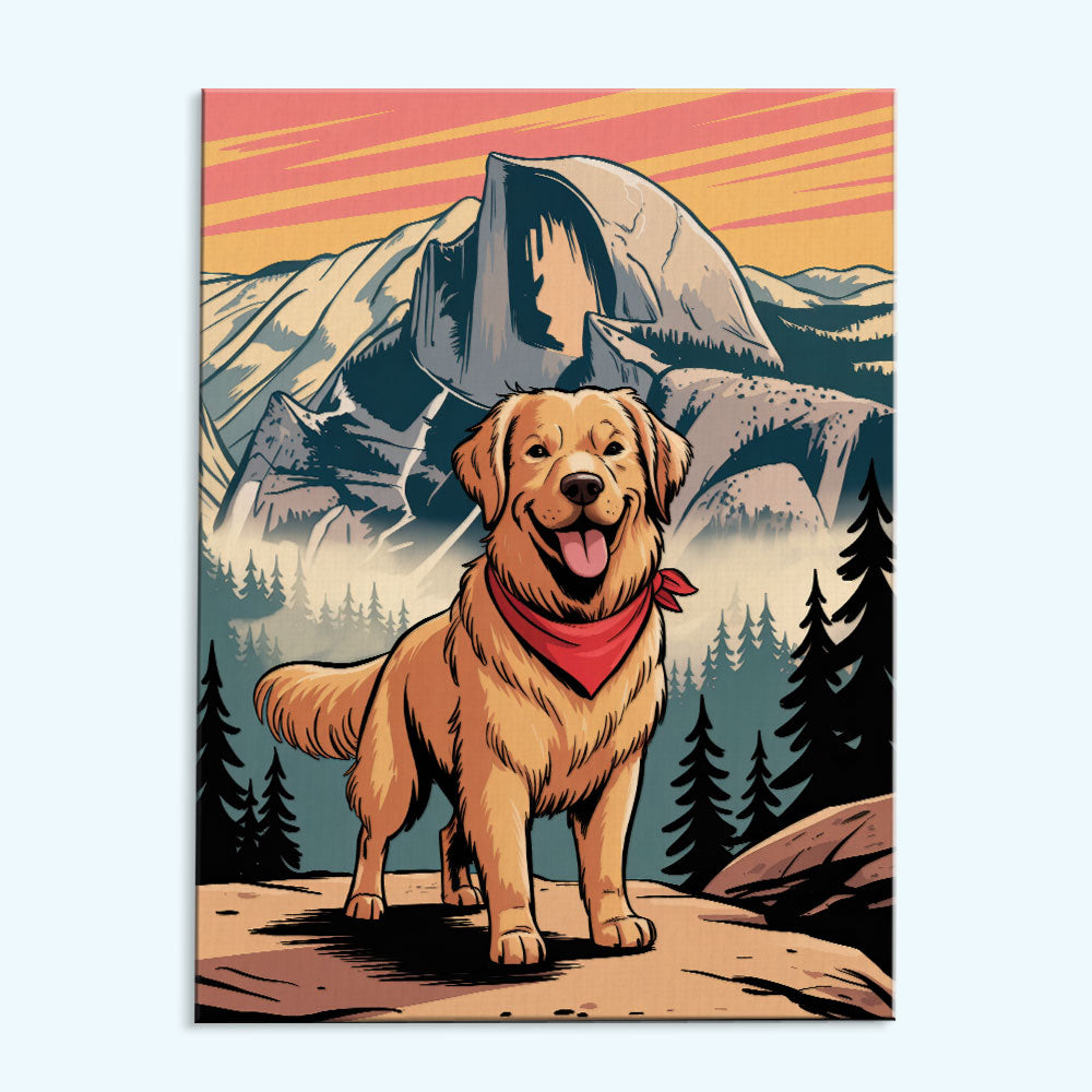 Yosemite National Park - Golden Retriever | Paint by Numbers Kit