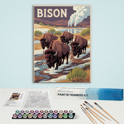 Bison – Tierwelt des Nationalparks | Malen nach Zahlen-Set