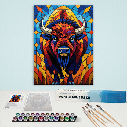 Bison Stained Glass - National Park Wildlife | Paint by Numbers Kit