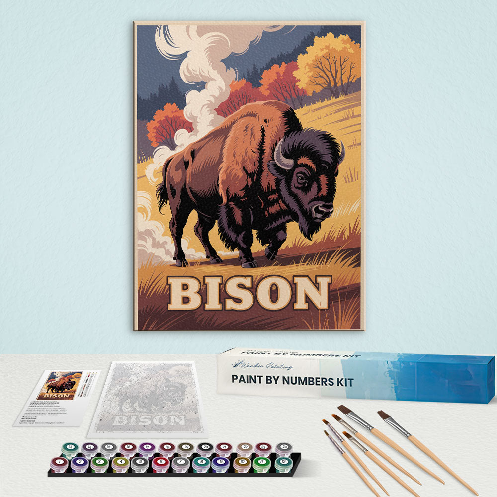 Bison 2 – Tierwelt des Nationalparks | Malen nach Zahlen Set