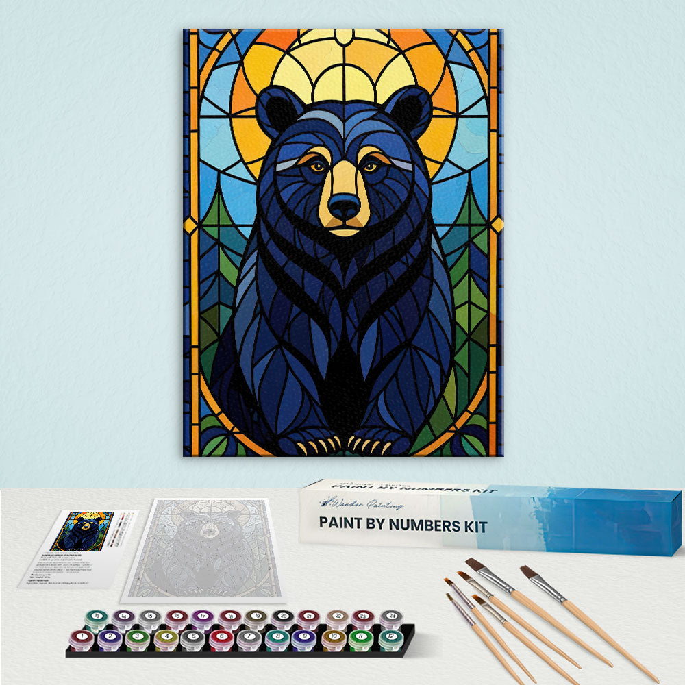 Black Bear Stained Glass - National Park Wildlife | Paint by Numbers Kit