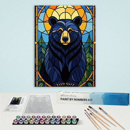 Black Bear Stained Glass - National Park Wildlife | Paint by Numbers Kit
