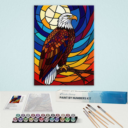 Bald Eagle Stained Glass - National Park Wildlife | Paint by Numbers Kit