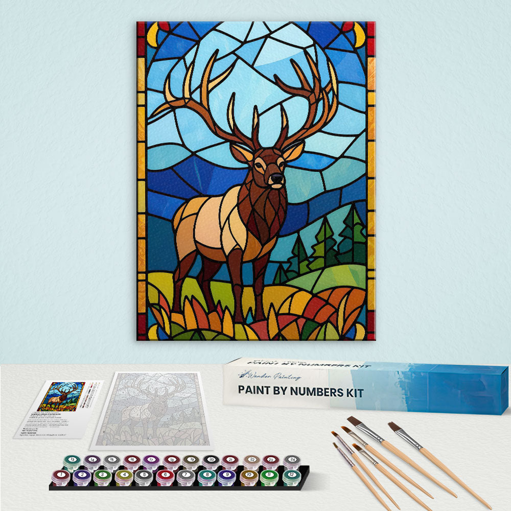 Elk Stained Glass - National Park Wildlife | Paint by Numbers Kit
