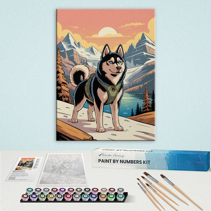 Glacier-Nationalpark – Husky | Malen nach Zahlen-Set