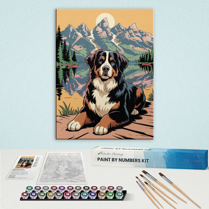 Grand Teton National Park - Bernese Mountain Dog | Paint by Numbers Kit
