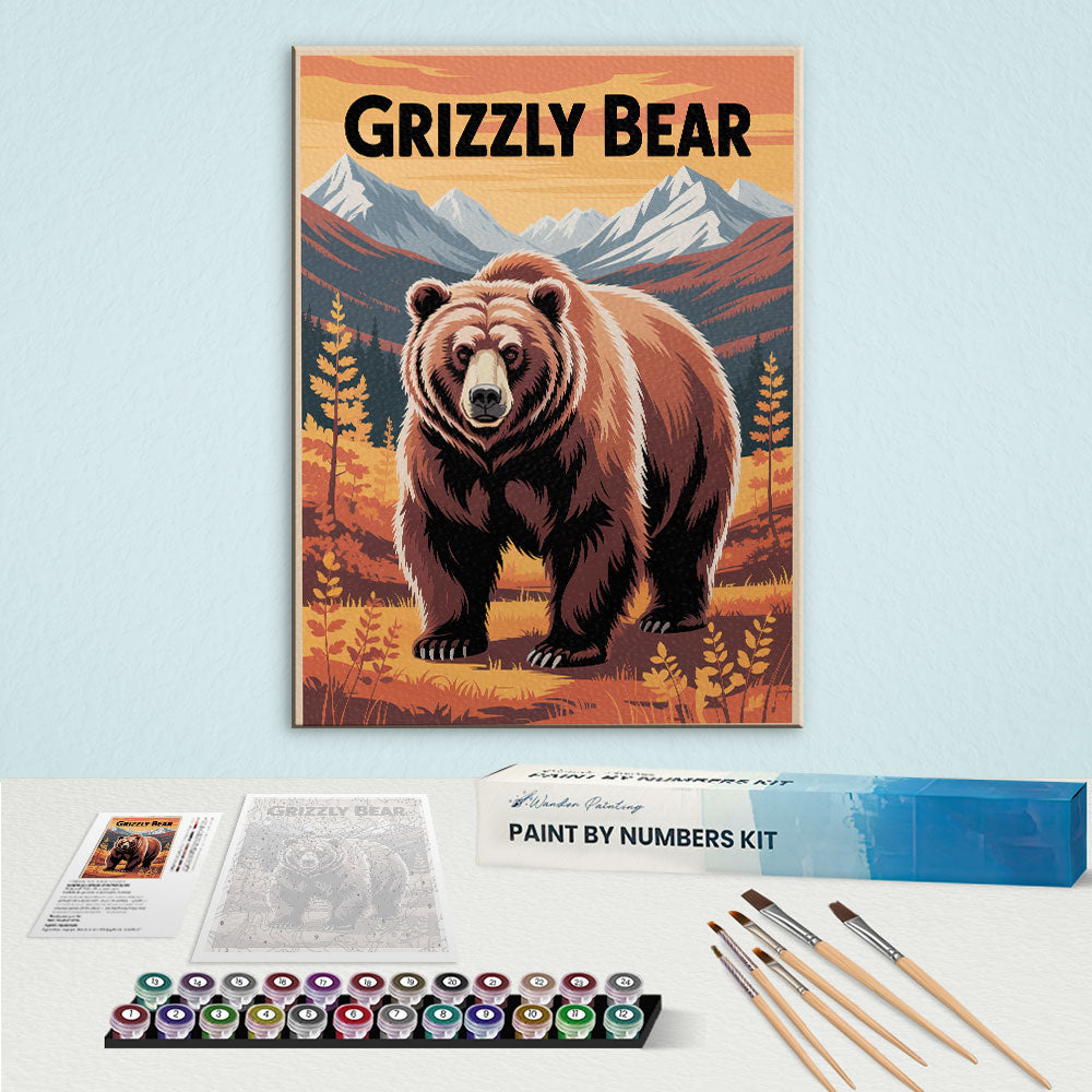 Grizzly Bear - National Park Wildlife | Paint by Numbers Kit