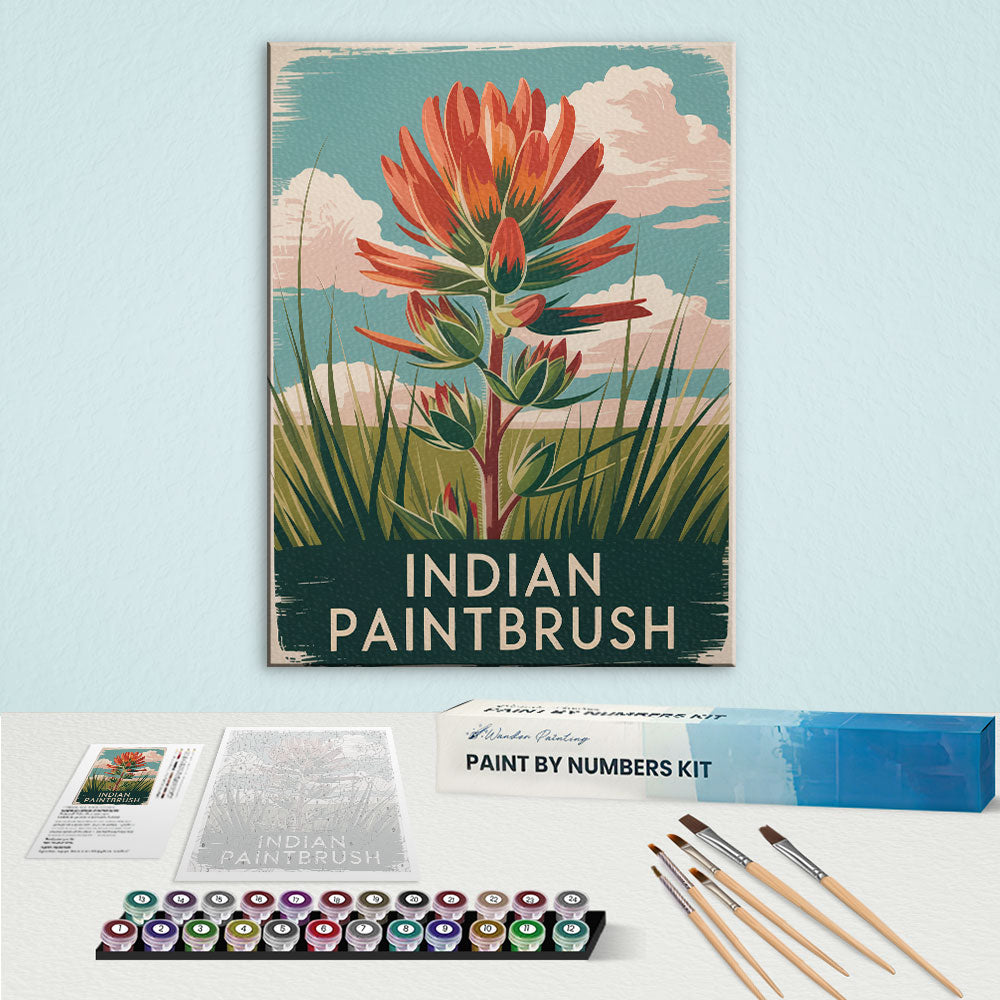 Indian Paintbrush – US-Wildblumen | Malen nach Zahlen-Set