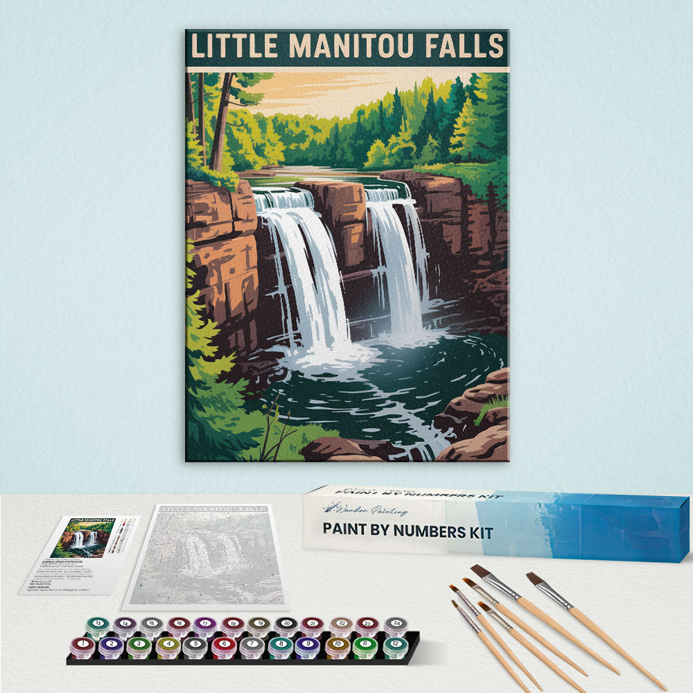 Little Manitou Falls - U.S. Waterfalls | Paint by Numbers Kit